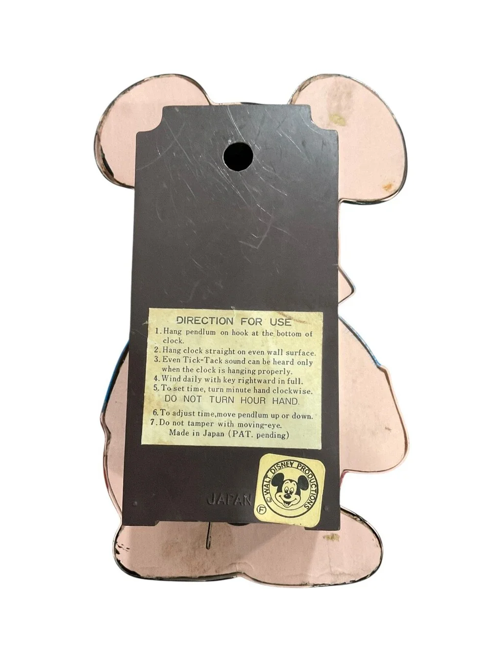 MiKen Mickey Mouse Wall Clock Moving Eyes With Pendulum Miken No Key VIDEO!